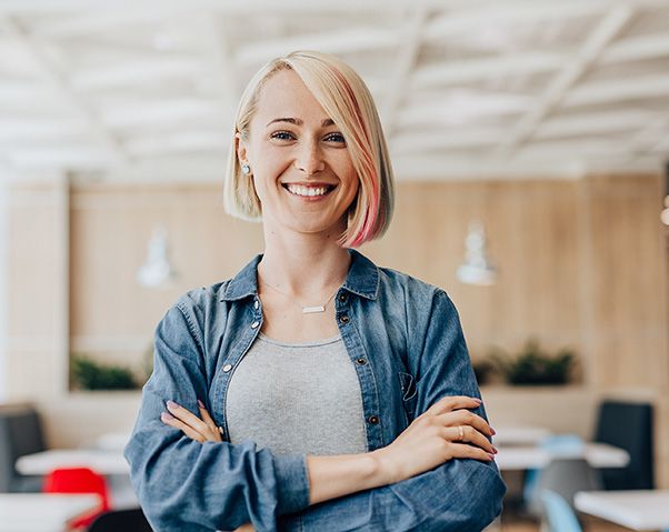 Happy female accounting student